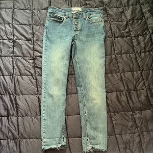 Free People Reagan Raw Hem Women's Button Fly Skinny Jeans Size 29